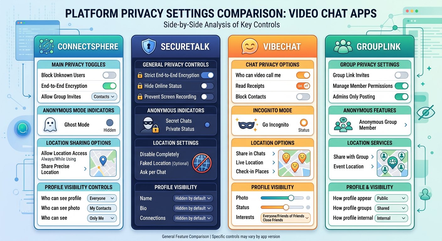 Platform privacy settings comparison diagram