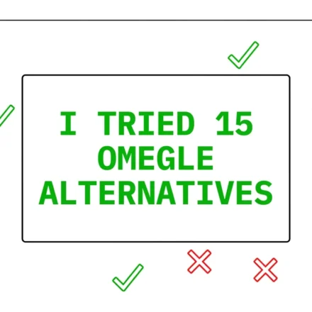 I tried 15 Omegle alternatives hero banner clean UI green white 2026